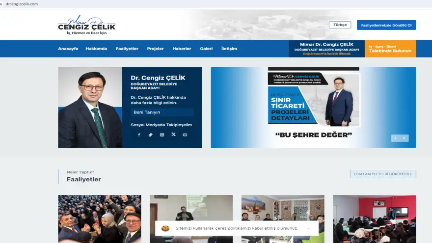 Ak Parti Belediye Başkan Adayı Cengiz ÇELİK,  "Faaliyetlere gönüllü üye ol" sloganı ile bir internet sitesi açtı