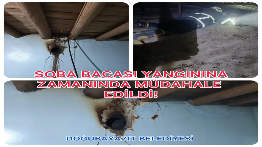 Doğubayazıt İtfaiyesi Sobadan Kaynaklı Çatı Yangınına Müdahale Etti