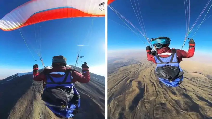 Ağrı Dağı’nda paramotor pilotları tarihi rekor denemesi gerçekleştirdi