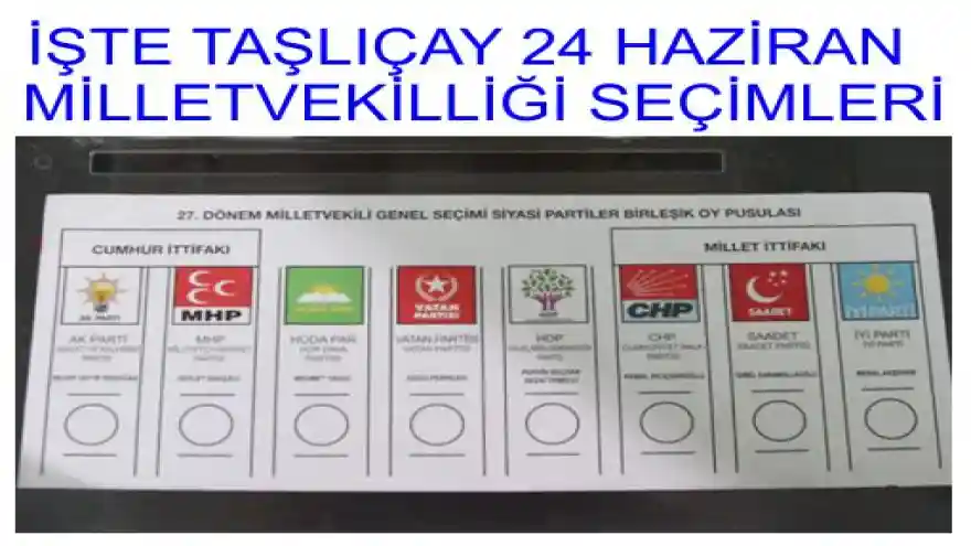 İŞTE TAŞLIÇAY 24 HAZİRAN MİLLETVEKİLLİĞİ SEÇİMLERİ