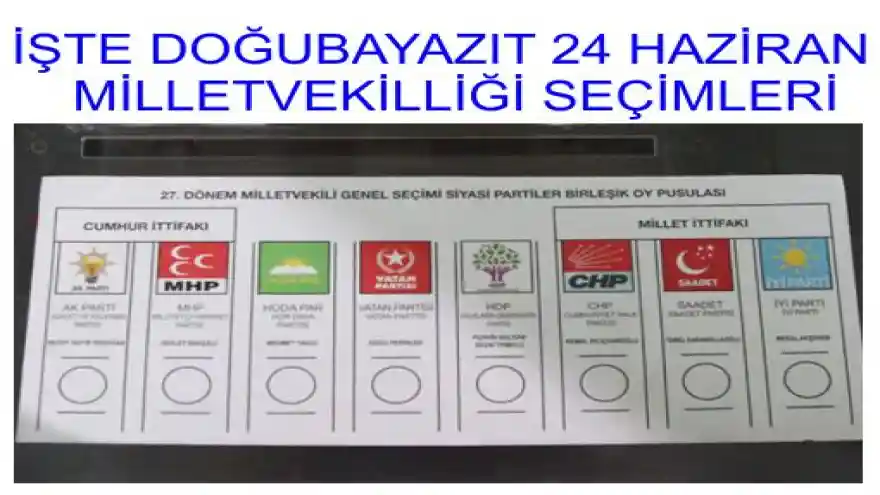 İŞTE DOĞUBAYAZIT 24 HAZİRAN MİLLETVEKİLLİĞİ SEÇİMLERİ
