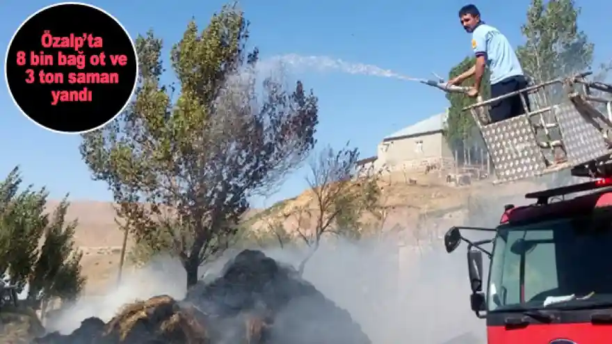 Özalp'ta 8 bin bağ ot ve 3 ton saman yandı