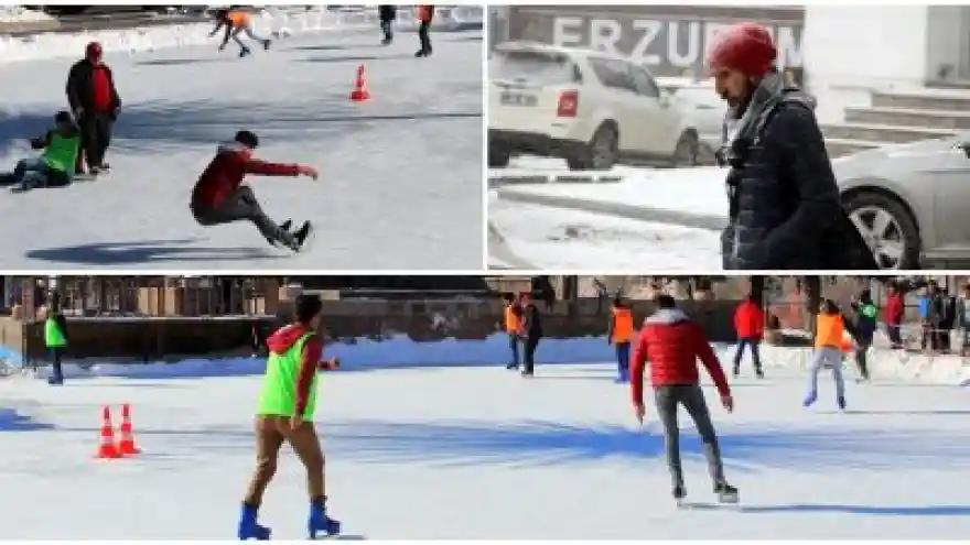 Süs Havuzunda Buz Pateni Yaptılar
