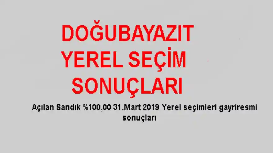 Doğubayazıt  Yerel Seçim Sonuçları