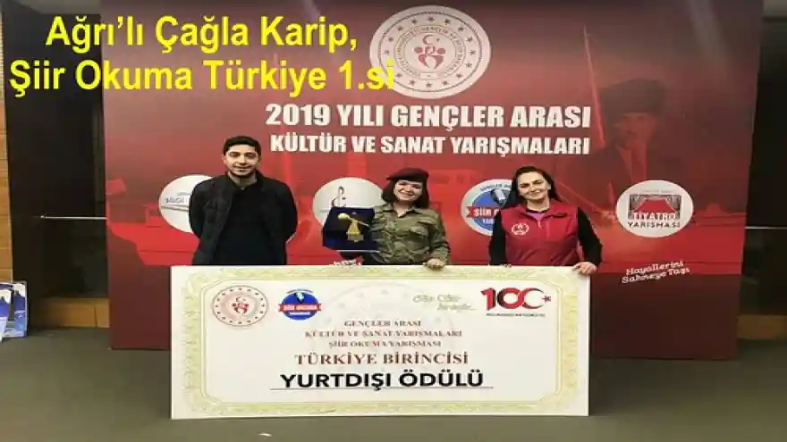 Ağrı'lı Çağla Karip, Şiir Okuma Türkiye 1.si  