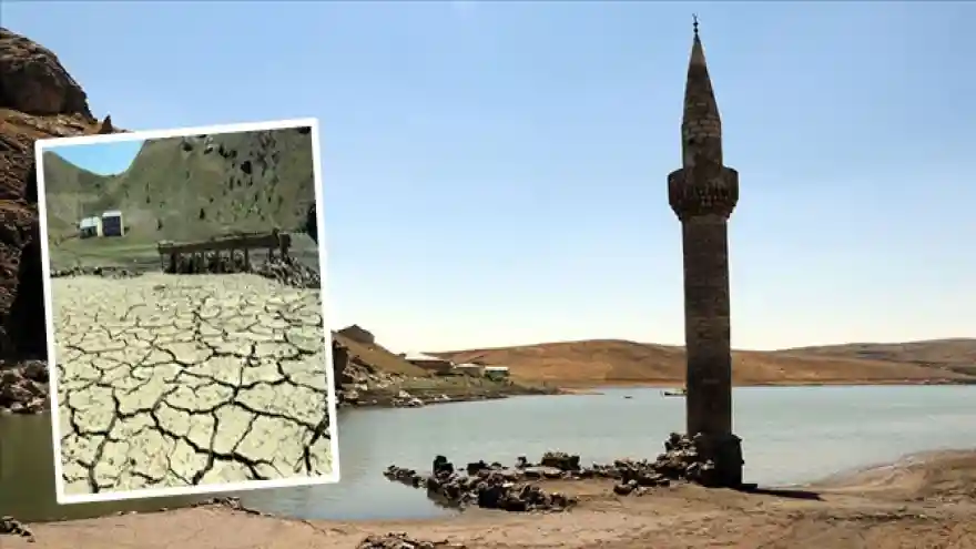 Yazıcı Barajı'nın Suları Çekilince Eski Köy Yeniden Göründü
