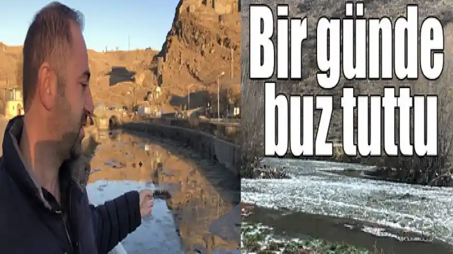 Kars Çayı aşırı soğuktan dondu