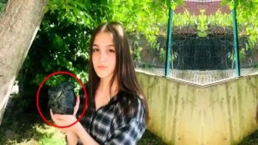 Ortaokul öğrencisi, piknikte bulup 'meteor' sandığı taşa gözü gibi bakıyor