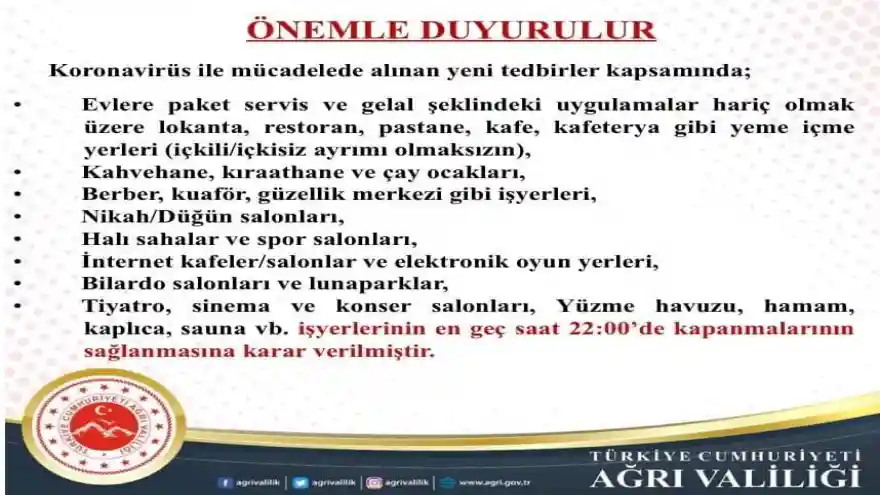 Ağrı Valiliğinden Duyuru 