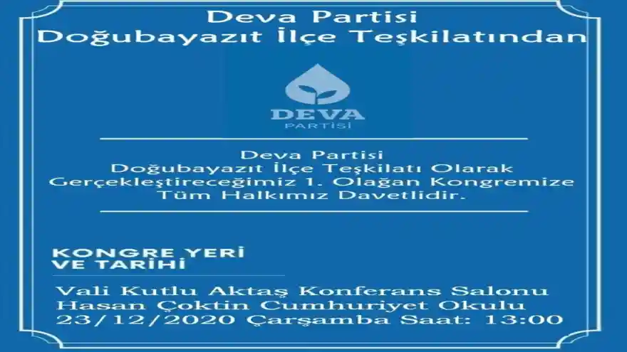 Doğubayazıt Deva Partisi'nden Kongreye Davet