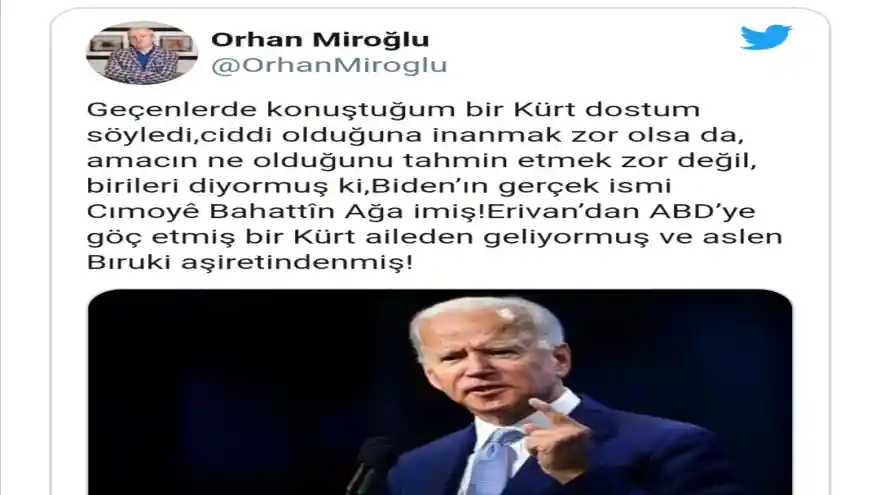 ABD Başkanı Biden’in gerçek ismi Cımoyê Bahattîn Ağa imiş! 