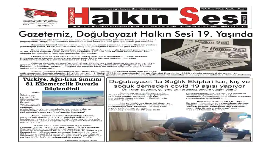 Gazetemiz, Doğubayazıt Halkın Sesi 19. Yaşında