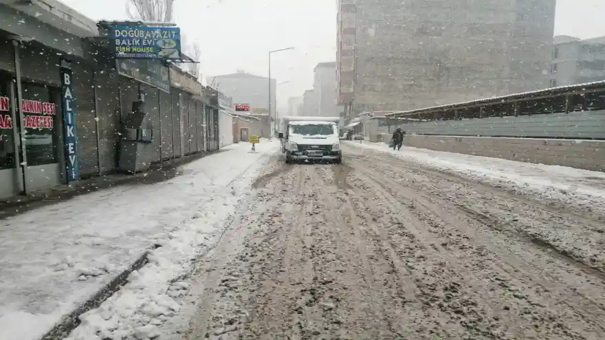 Doğubayazıt'ta Ani Başlatan Kar Şaşkınlık Yarattı