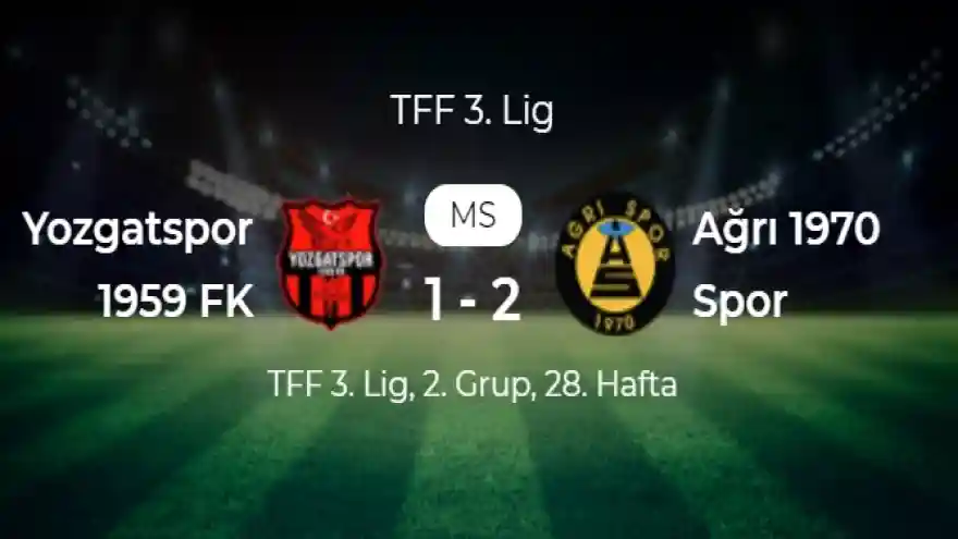 Ağrı Spor deplasmanda Yozgat 1959 spor'u 2-1 yendi