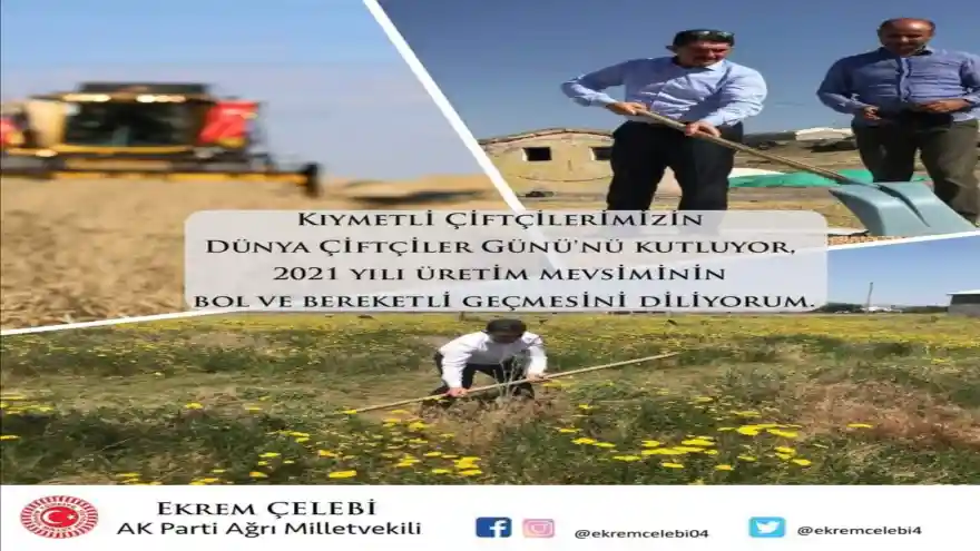 Milletvekili Çelebi Dünya Çiftçiler Günü nedeniyle bir mesaj yayınladı 