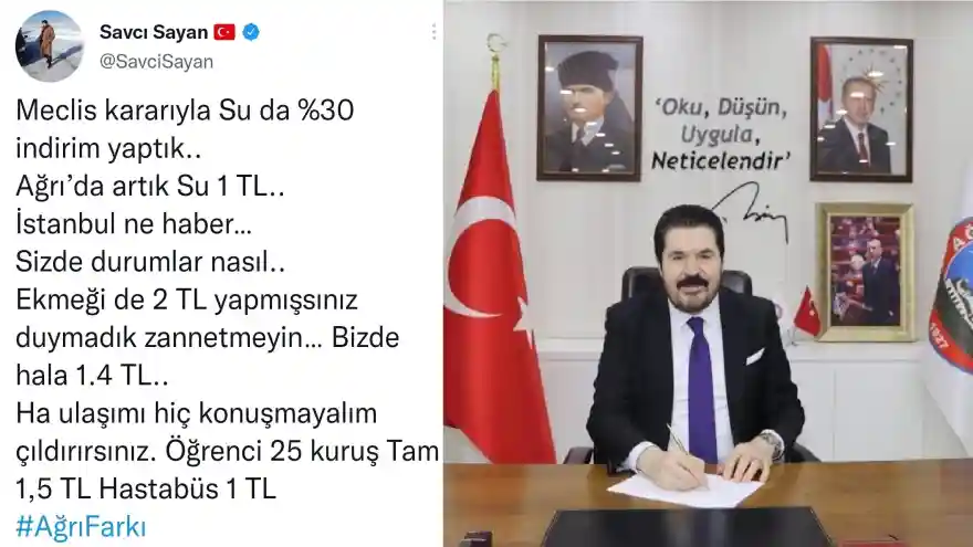 Ağrı’da Su, çok ucuz