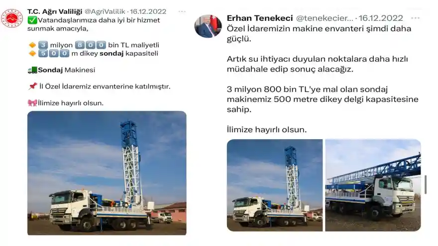 ÖZEL İDARENİN ALDIĞI SONDAJ MAKİNASI NEDEN ÇALIŞTIRILMIYOR?