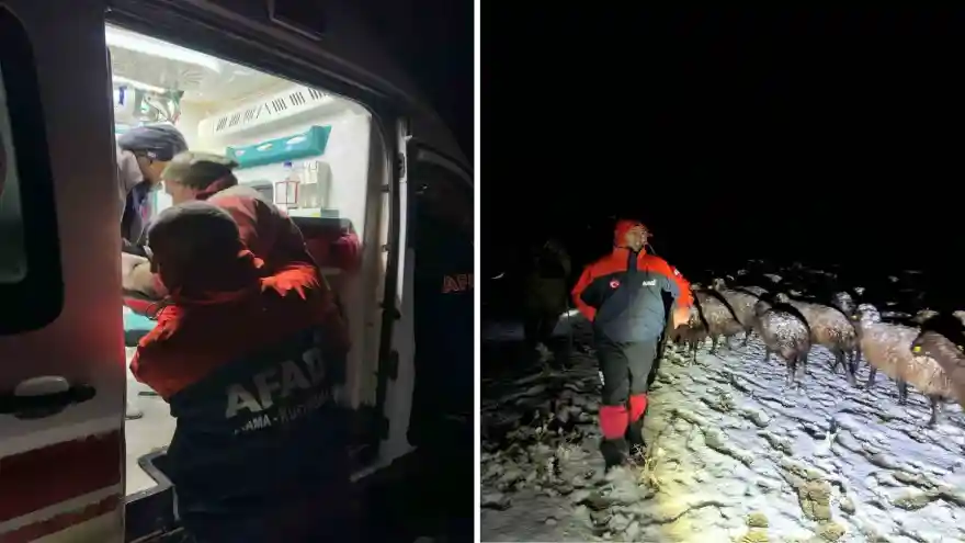 Ağrı’da mahsur kalan 3 çoban ve 3 bin koyun kurtarıldı