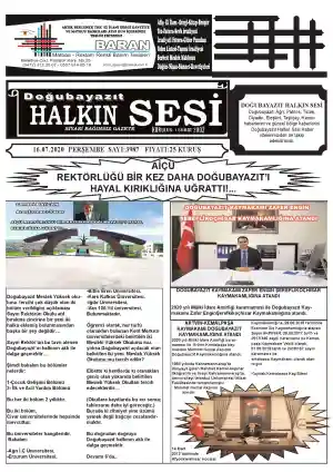 16.07.2020 TARİHLİ GAZETE SAYFA:1
